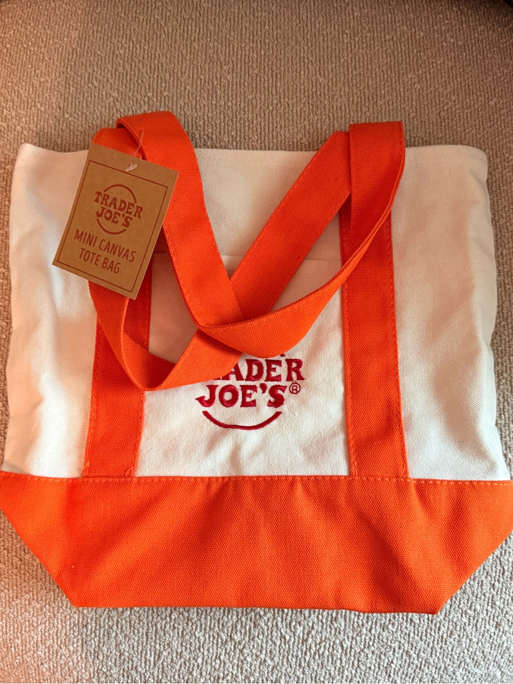 Orange & White Canvas Tote Bag NWT